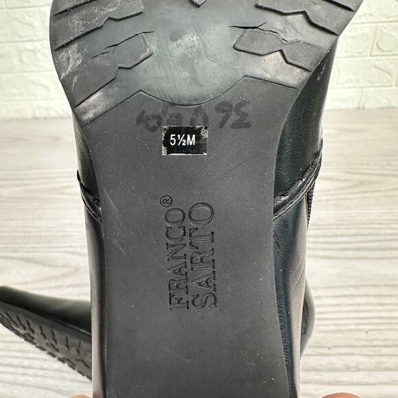 Franco Sarto Ankle Boots WMNS 5.5M Black Leather Side Zip Stiletto Pointed Toe - Picture 7 of 11